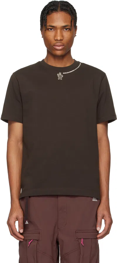 MONCLER BROWN LOGO COTTON T-SHIRT
