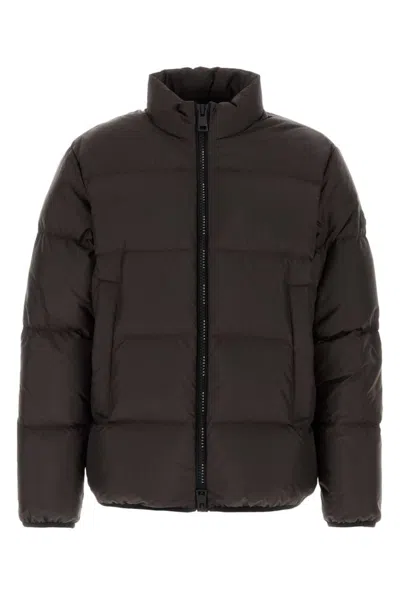MONCLER BROWN LOGO PATCH PUFFER JACKET