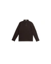 Moncler Brown Long-sleeved Polo Shirt From Rich, Solid Color. Long Sleeves And Collar With B