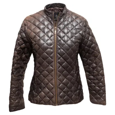 Pre-owned Moncler Brown  Quilted Leather Jacket Designer Size 1