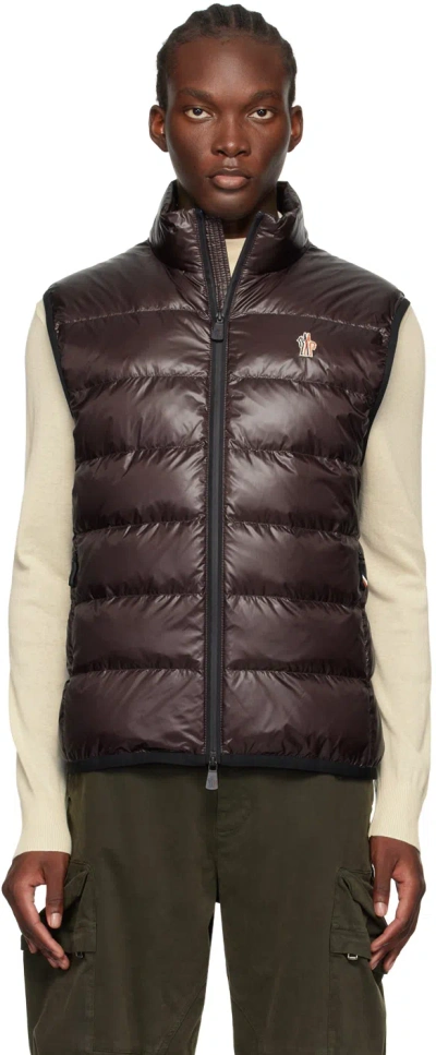 MONCLER BROWN PANELED DOWN VEST