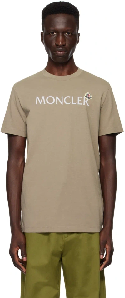 Moncler Brown Patch T-shirt In Mud Brown 22e