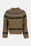 Moncler Patterned Mock-neck Sweater In Brown