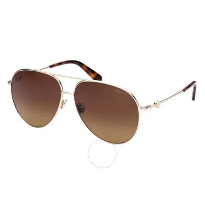 Moncler Brown Pilot Unisex Sunglasses Ml0201 32h 60 In Brown / Gold