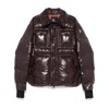 Moncler Glossy Finish Down Jacket With Quilted Design In Brown
