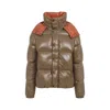Moncler Parana Hooded Cropped Down Jacket In Brown
