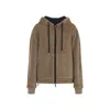 Moncler Reversible Jacket With Drawstring Hood And Logo Patch On The Sleeve In Brown