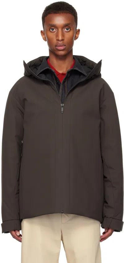 Moncler Brown Riz Short Down Jacket In 243 - Dark Brown