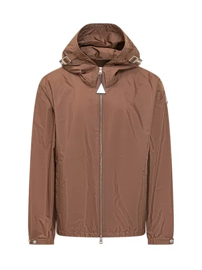 Moncler Nylon Remoray Hooded Jacket Adjustable Cuffs In Brown