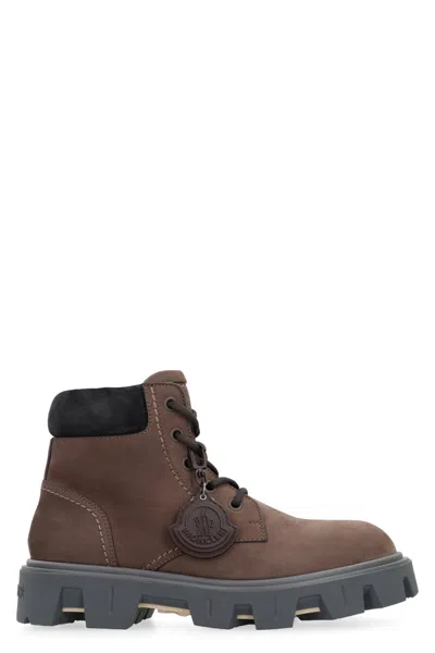 MONCLER MEN BROWN SOLID LACE UP BOOTS, 6 LUXURY BOOTS FOR MEN DARVEYS