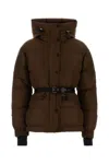 Moncler Brown Solid Turtle Neck Jacket In Brown
