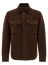 Moncler Cozy Jacket With Chest Pockets And Corduroy Collar In Brown