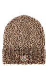 Moncler Multicolor Wool Beanie Hat In Brown