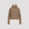 Moncler Patterned Wool Turtleneck Sweater In Brown