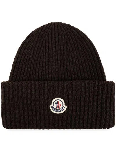 Moncler Brown Wool And Cashmere Logo Hat