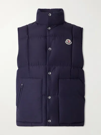 Moncler Brumellune Logo-appliquéd Quilted Shell Down Gilet In Blue