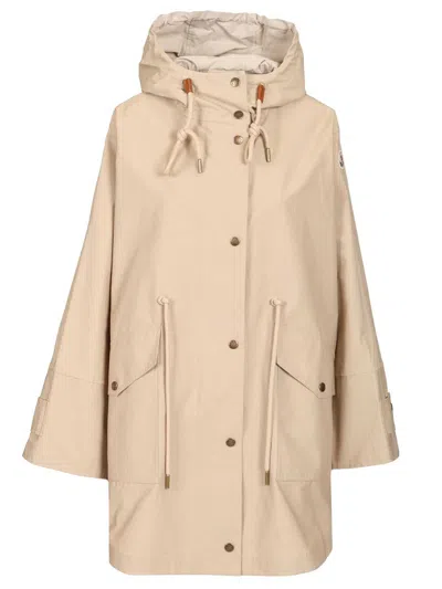 Moncler Brunnera Long Parka Jackets Beige In Brown