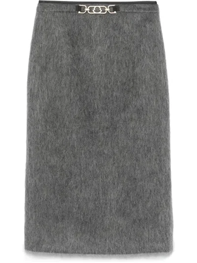 Moncler Brushed-effect Midi Skirt In Grey