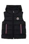 Moncler Blue Buang Vest For Baby Boy With Logo In Gray