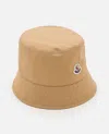 Moncler Wide-brimmed Bucket Hat With Logo Detail In Beige