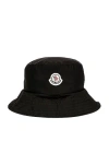 Moncler Cotton Blend Bucket Hat In Black