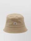 Moncler Bucket Hat With Embroidered Logo And Stitched Brim In Brown