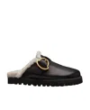 Moncler Bell Mules With Faux Shearling Lining In Black
