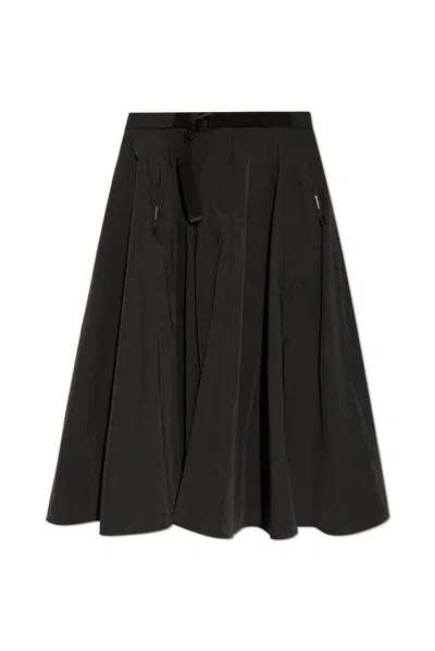 Moncler Logo-patch Belted-waist Skirt In Black