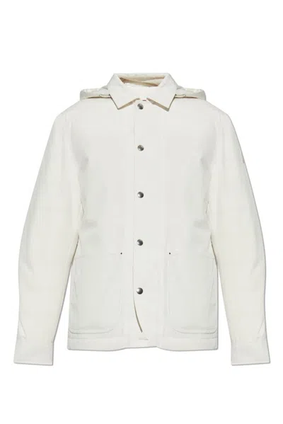 Moncler Buffaure Tech & Cotton Down Jacket In Silk White