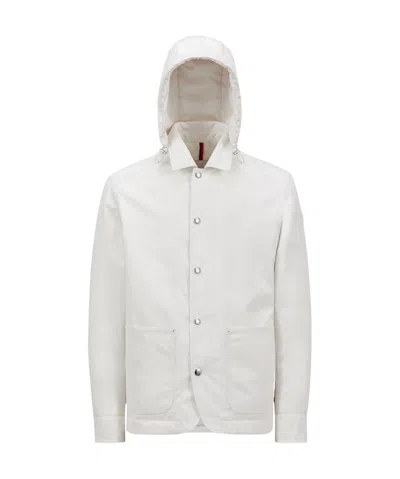 Moncler Buffaure Hooded Down Shirt Jacket In White