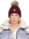 Moncler Burgundy Cashmere Blend Pom Pom Beanie In Burgundy