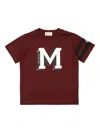 Moncler Burgundy Cotton T-shirt With Printed Logo  In Burgundy