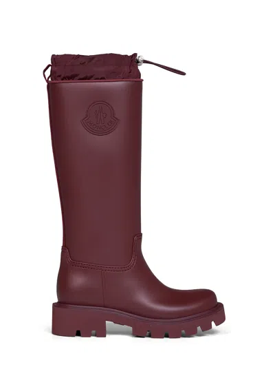 Moncler Burgundy Kickstream High Rain Boots In Red