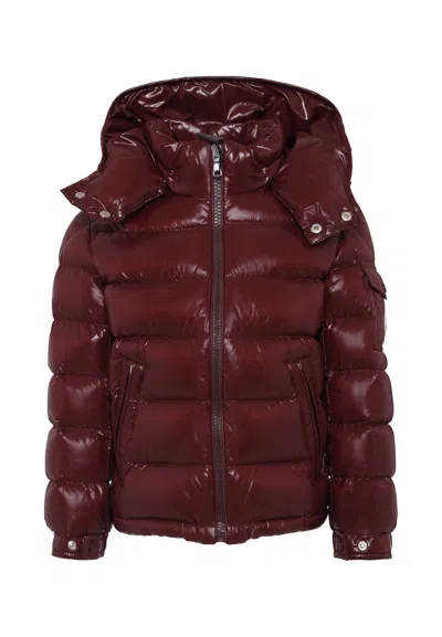 Moncler Kids' Burgundy Maya Down Jacket For Boy With Logo