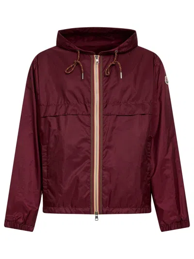 Moncler Hooded Jacket With Adjustable Hood For Men In Burgundy