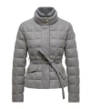 Moncler Women Bussettes Wool Blend Belted Short Down Jacket Grey In Gray