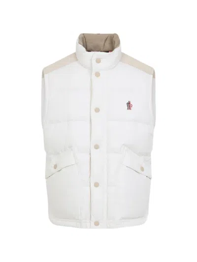 Moncler Scais Tech Fabric Gilet Corduroy Collar In White