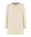 Moncler Button-detailed Crew-neck Dress In Pink