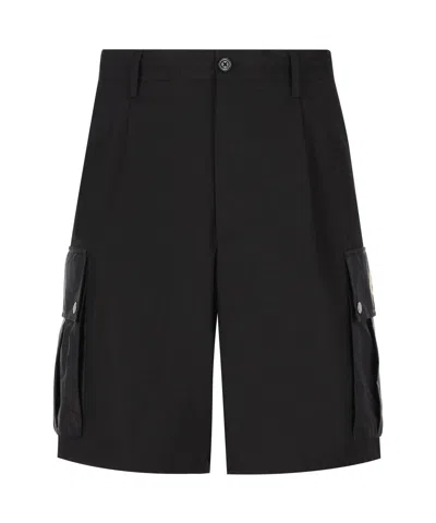 Moncler Button Detailed Logo Patch Shorts In Black