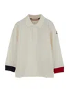 Moncler Button Detailed Long-sleeved Polo Shirt In Cream