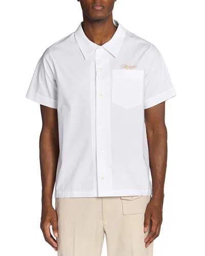 Moncler Logo Embroidered Camp Shirt In White