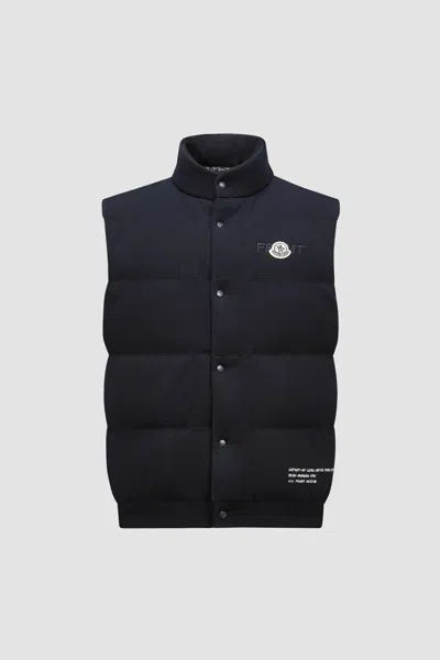 Moncler Button Up Padded Vest In Navy