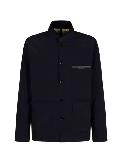Moncler Button-up Patch-pockets Jacket In Blue