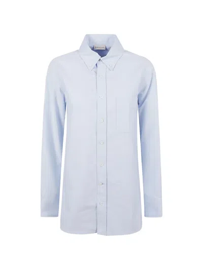 Moncler Button-down Cotton Shirt In Blue