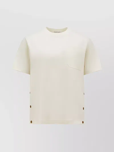 Moncler Buttoned Pocket T-shirt With Crew Neck In Neutral