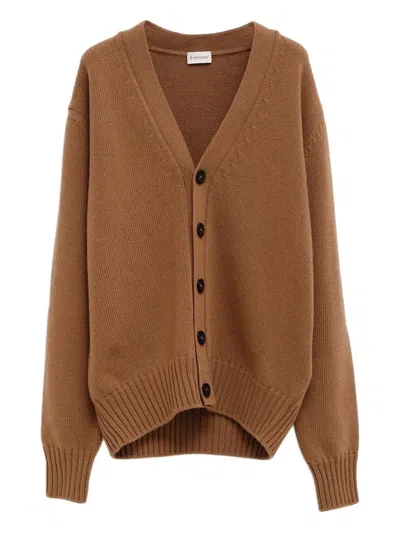 Moncler Buttoned V-neck Cardigan In Brown