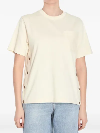 Moncler Woman T-shirt Ivory Size S Cotton In Neutral