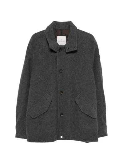 Moncler Button-up Coat In Black
