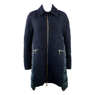 Pre-owned Moncler By Giambattista Valli Size Xs Cathy Navy Faux Fur Zip Pockets Coat In Blue