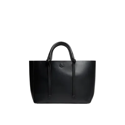 Moncler Cabas En Cuir Carlo, Homme, Noir, Taille: Uni In Black